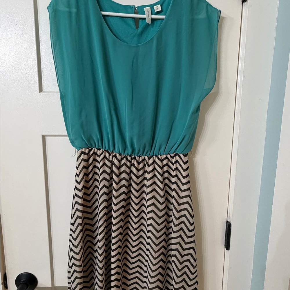 Teal and Black Chevron Dress